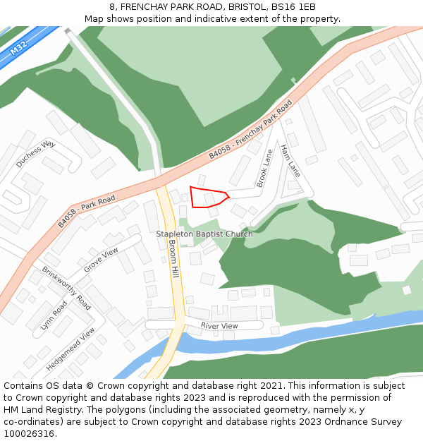 8, FRENCHAY PARK ROAD, BRISTOL, BS16 1EB: Location map and indicative extent of plot