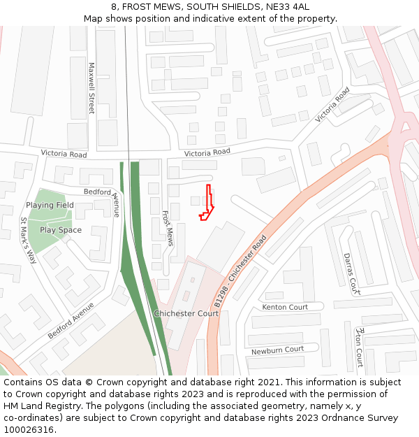 8, FROST MEWS, SOUTH SHIELDS, NE33 4AL: Location map and indicative extent of plot