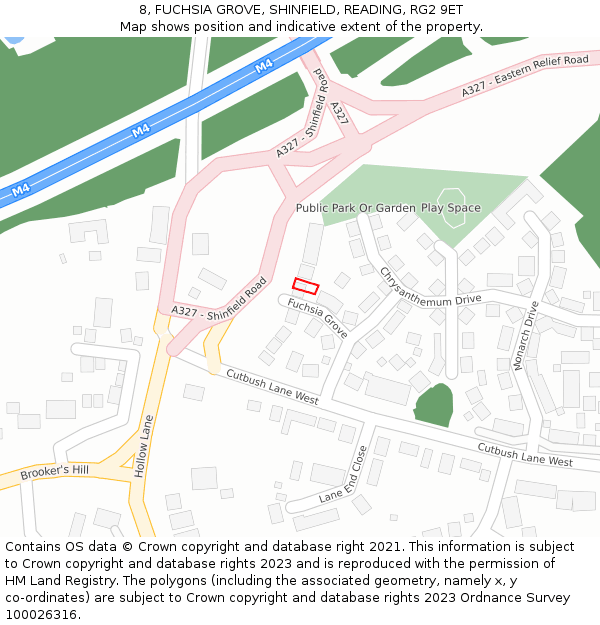 8, FUCHSIA GROVE, SHINFIELD, READING, RG2 9ET: Location map and indicative extent of plot