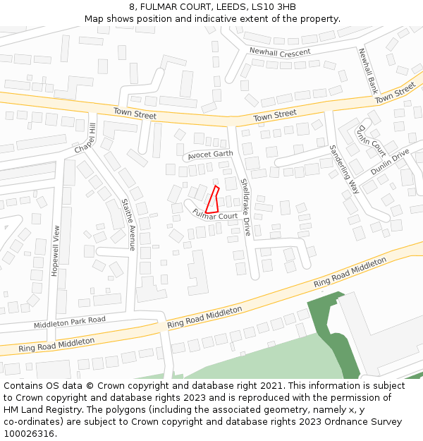 8, FULMAR COURT, LEEDS, LS10 3HB: Location map and indicative extent of plot