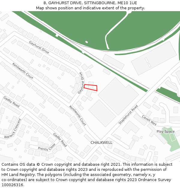 8, GAYHURST DRIVE, SITTINGBOURNE, ME10 1UE: Location map and indicative extent of plot