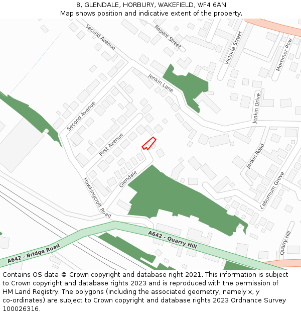 8, GLENDALE, HORBURY, WAKEFIELD, WF4 6AN: Location map and indicative extent of plot