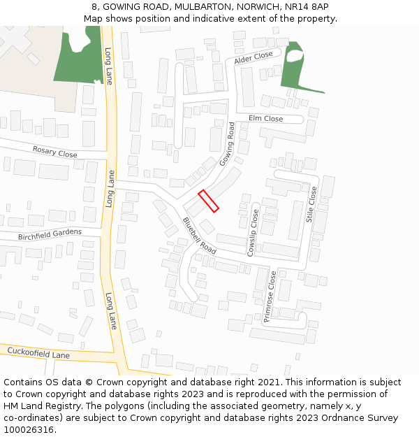 8, GOWING ROAD, MULBARTON, NORWICH, NR14 8AP: Location map and indicative extent of plot