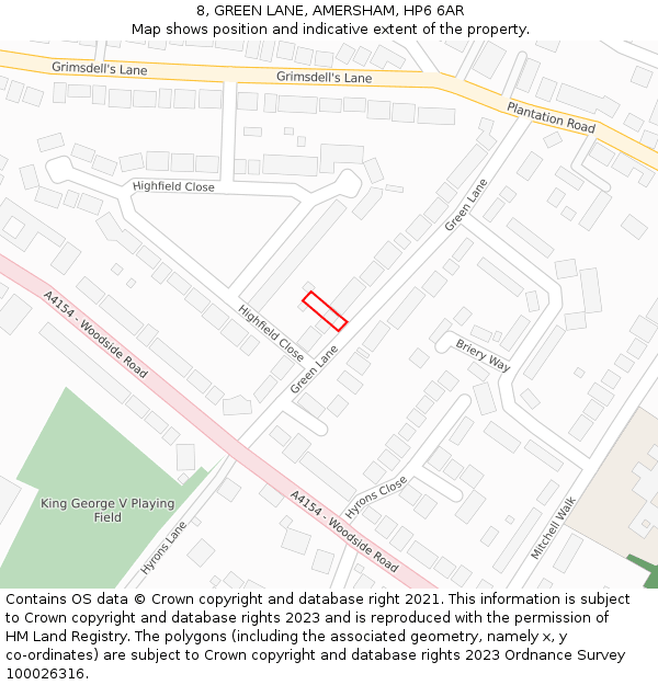 8, GREEN LANE, AMERSHAM, HP6 6AR: Location map and indicative extent of plot