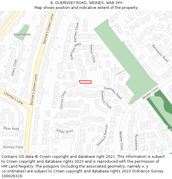 8, GUERNSEY ROAD, WIDNES, WA8 3YH: Location map and indicative extent of plot