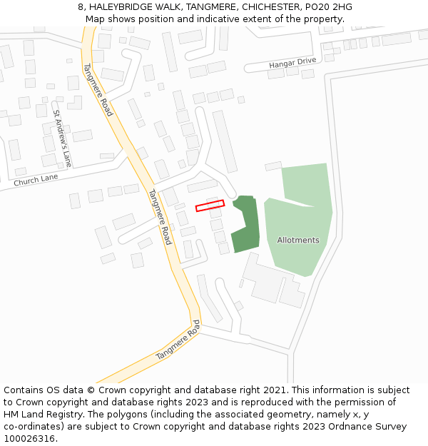 8, HALEYBRIDGE WALK, TANGMERE, CHICHESTER, PO20 2HG: Location map and indicative extent of plot