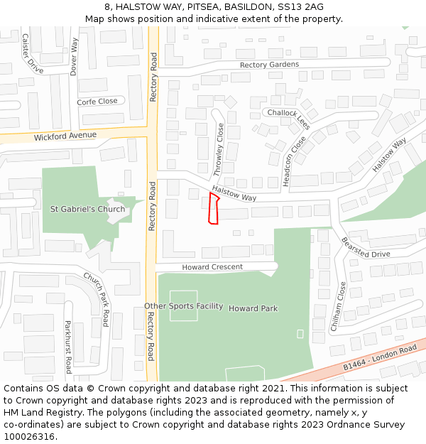 8, HALSTOW WAY, PITSEA, BASILDON, SS13 2AG: Location map and indicative extent of plot