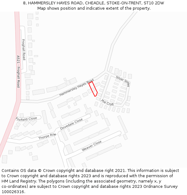 8, HAMMERSLEY HAYES ROAD, CHEADLE, STOKE-ON-TRENT, ST10 2DW: Location map and indicative extent of plot