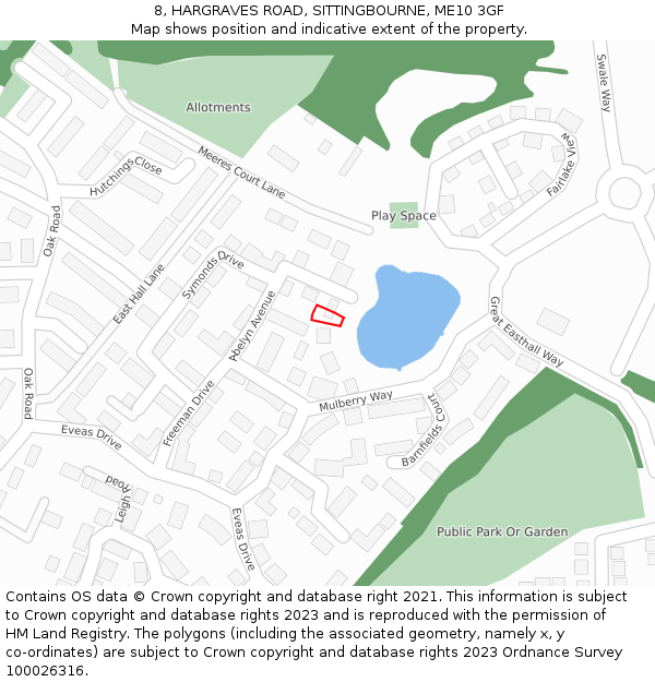 8, HARGRAVES ROAD, SITTINGBOURNE, ME10 3GF: Location map and indicative extent of plot