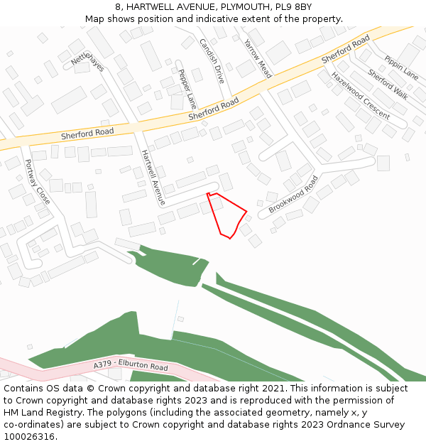 8, HARTWELL AVENUE, PLYMOUTH, PL9 8BY: Location map and indicative extent of plot