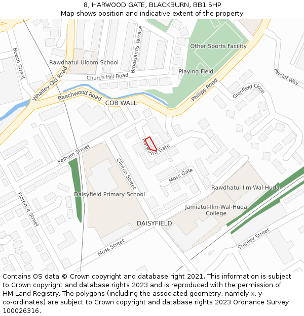 8, HARWOOD GATE, BLACKBURN, BB1 5HP: Location map and indicative extent of plot