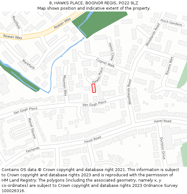 8, HAWKS PLACE, BOGNOR REGIS, PO22 9LZ: Location map and indicative extent of plot