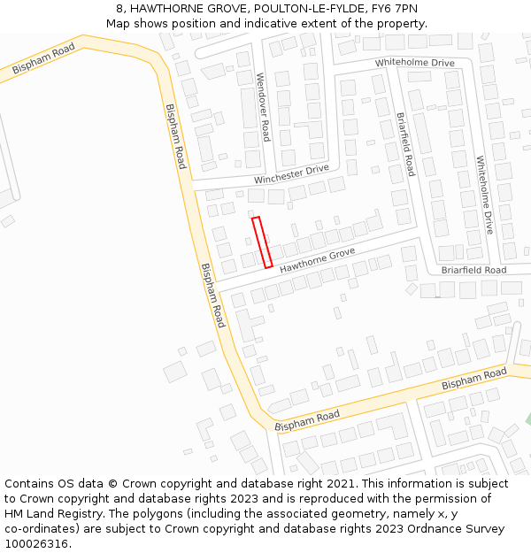 8, HAWTHORNE GROVE, POULTON-LE-FYLDE, FY6 7PN: Location map and indicative extent of plot