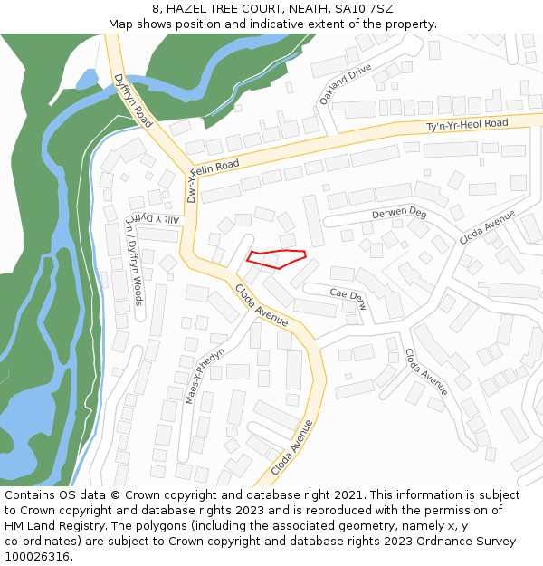 8, HAZEL TREE COURT, NEATH, SA10 7SZ: Location map and indicative extent of plot