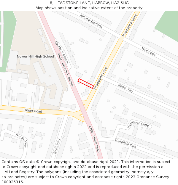 8, HEADSTONE LANE, HARROW, HA2 6HG: Location map and indicative extent of plot