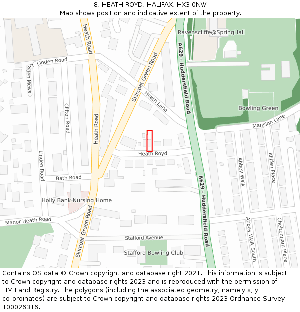 8, HEATH ROYD, HALIFAX, HX3 0NW: Location map and indicative extent of plot