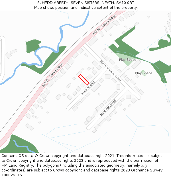 8, HEDD ABERTH, SEVEN SISTERS, NEATH, SA10 9BT: Location map and indicative extent of plot