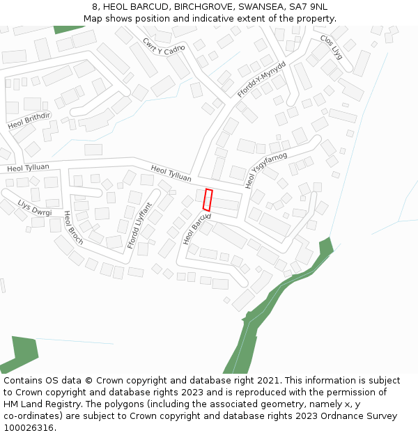 8, HEOL BARCUD, BIRCHGROVE, SWANSEA, SA7 9NL: Location map and indicative extent of plot