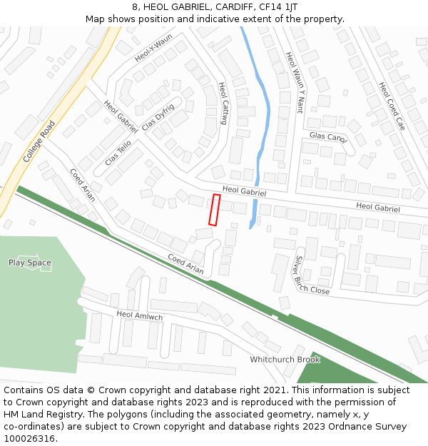 8, HEOL GABRIEL, CARDIFF, CF14 1JT: Location map and indicative extent of plot