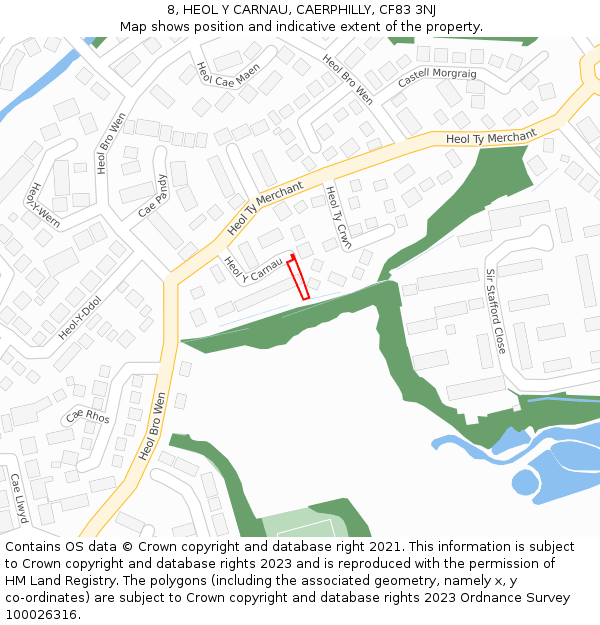 8, HEOL Y CARNAU, CAERPHILLY, CF83 3NJ: Location map and indicative extent of plot