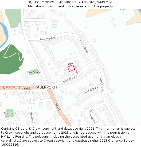 8, HEOL Y GORWEL, ABERPORTH, CARDIGAN, SA43 2HQ: Location map and indicative extent of plot