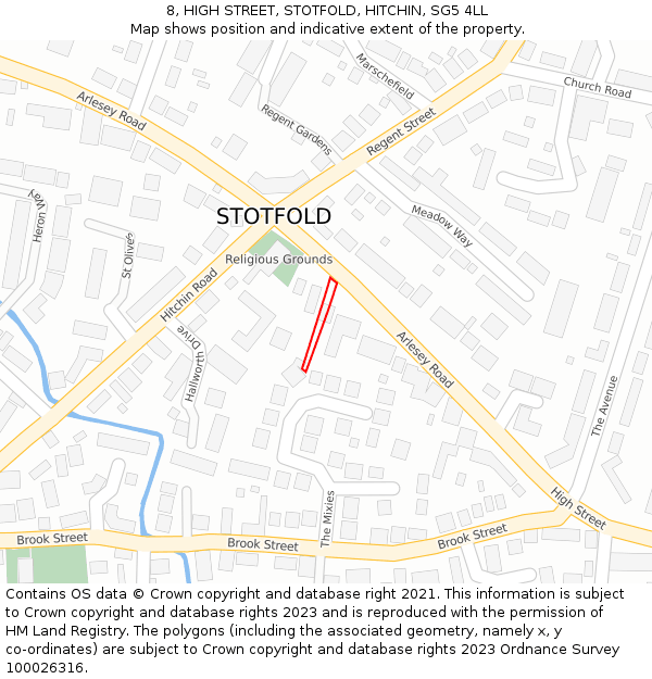 8, HIGH STREET, STOTFOLD, HITCHIN, SG5 4LL: Location map and indicative extent of plot