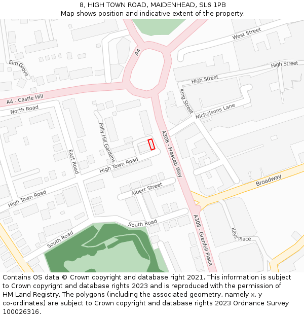 8, HIGH TOWN ROAD, MAIDENHEAD, SL6 1PB: Location map and indicative extent of plot