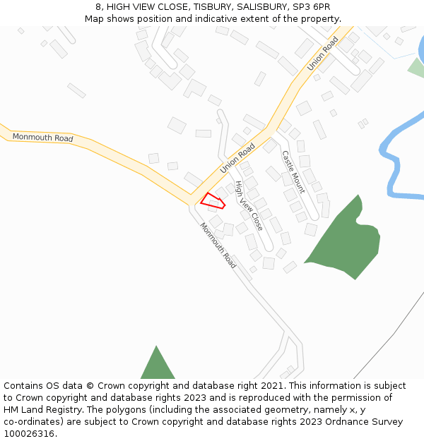 8, HIGH VIEW CLOSE, TISBURY, SALISBURY, SP3 6PR: Location map and indicative extent of plot