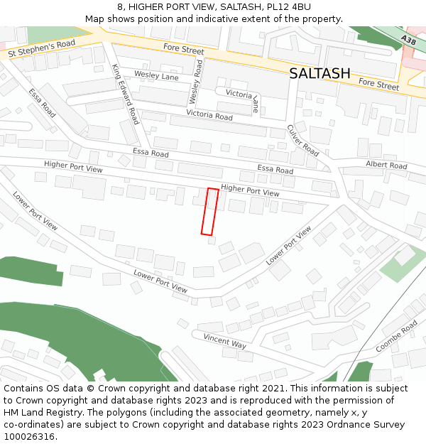 8, HIGHER PORT VIEW, SALTASH, PL12 4BU: Location map and indicative extent of plot