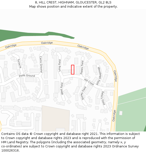 8, HILL CREST, HIGHNAM, GLOUCESTER, GL2 8LS: Location map and indicative extent of plot