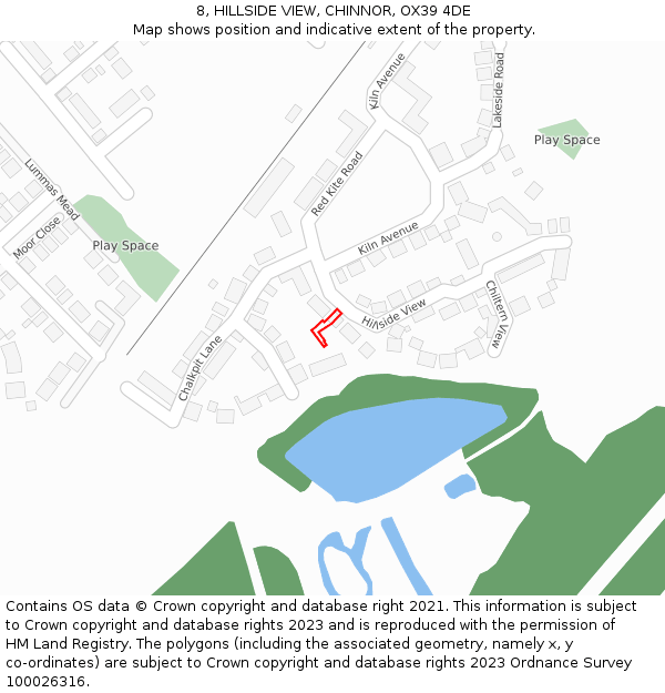 8, HILLSIDE VIEW, CHINNOR, OX39 4DE: Location map and indicative extent of plot