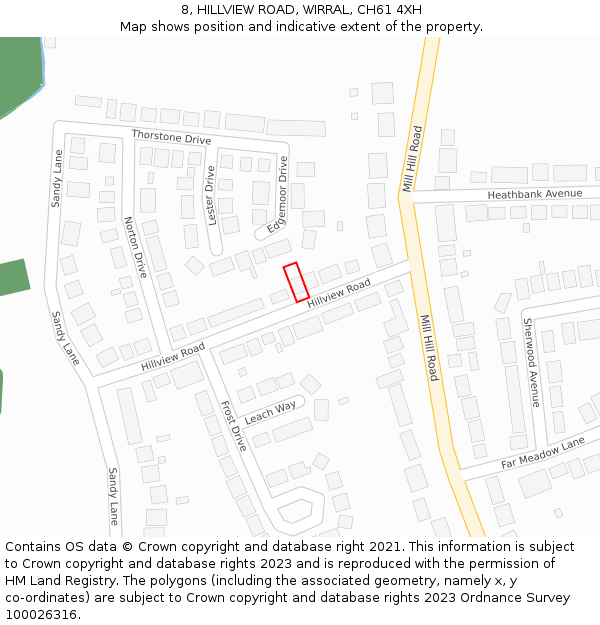 8, HILLVIEW ROAD, WIRRAL, CH61 4XH: Location map and indicative extent of plot