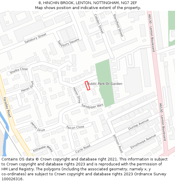 8, HINCHIN BROOK, LENTON, NOTTINGHAM, NG7 2EF: Location map and indicative extent of plot