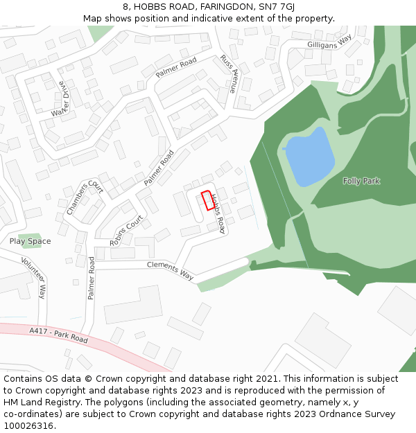 8, HOBBS ROAD, FARINGDON, SN7 7GJ: Location map and indicative extent of plot