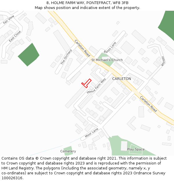 8, HOLME FARM WAY, PONTEFRACT, WF8 3FB: Location map and indicative extent of plot