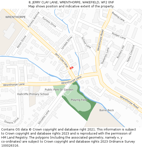 8, JERRY CLAY LANE, WRENTHORPE, WAKEFIELD, WF2 0NF: Location map and indicative extent of plot