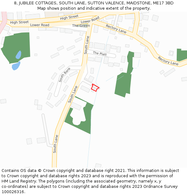 8, JUBILEE COTTAGES, SOUTH LANE, SUTTON VALENCE, MAIDSTONE, ME17 3BD: Location map and indicative extent of plot