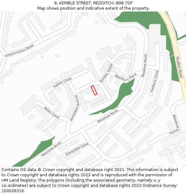 8, KEMBLE STREET, REDDITCH, B98 7GF: Location map and indicative extent of plot