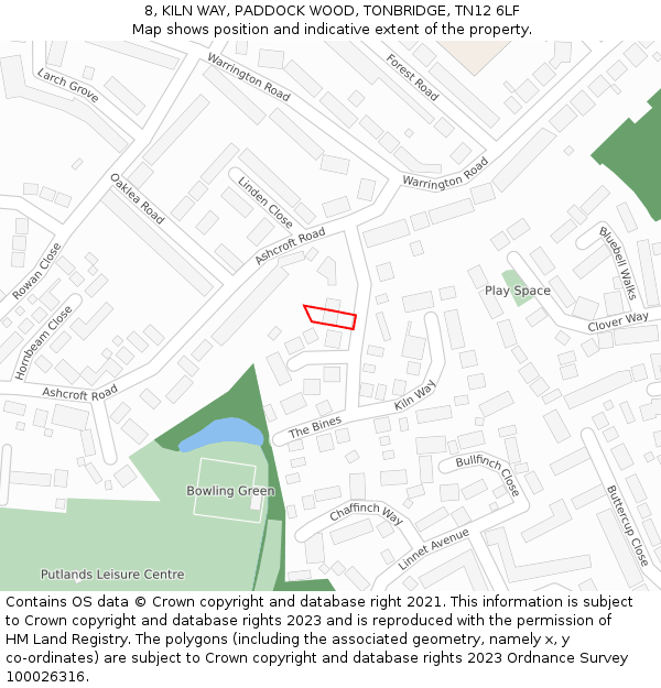 8, KILN WAY, PADDOCK WOOD, TONBRIDGE, TN12 6LF: Location map and indicative extent of plot