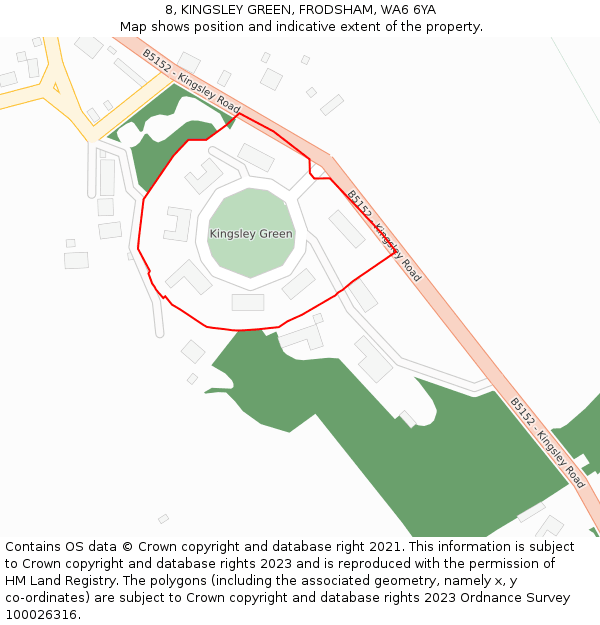8, KINGSLEY GREEN, FRODSHAM, WA6 6YA: Location map and indicative extent of plot