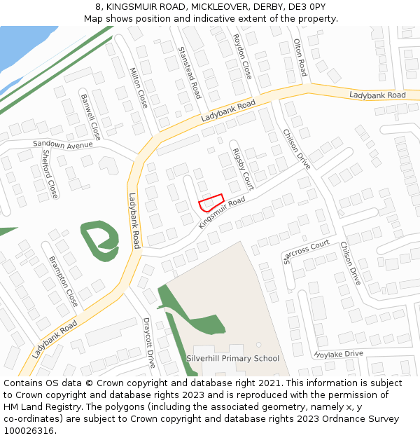 8, KINGSMUIR ROAD, MICKLEOVER, DERBY, DE3 0PY: Location map and indicative extent of plot