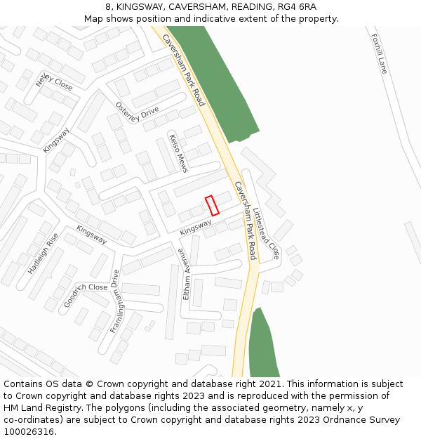 8, KINGSWAY, CAVERSHAM, READING, RG4 6RA: Location map and indicative extent of plot