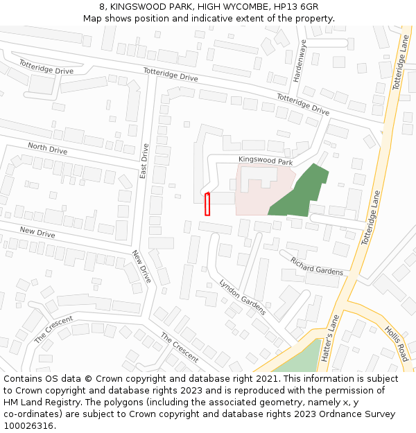 8, KINGSWOOD PARK, HIGH WYCOMBE, HP13 6GR: Location map and indicative extent of plot