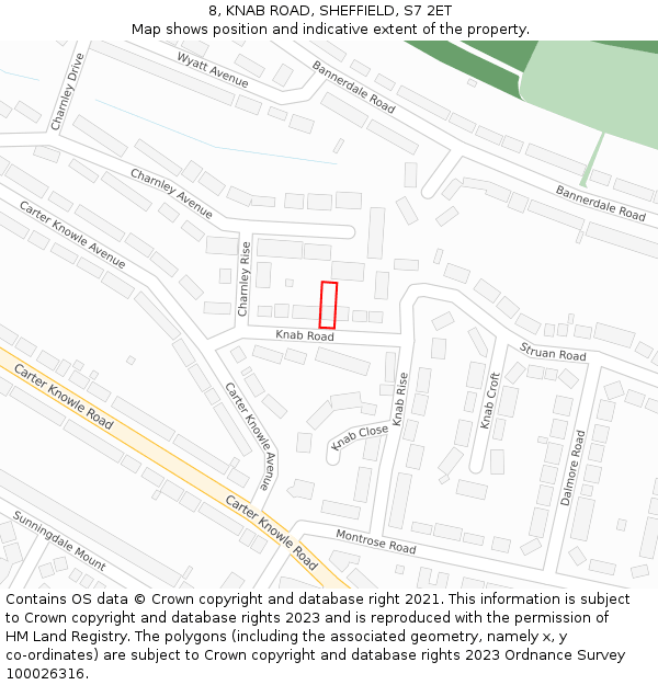 8, KNAB ROAD, SHEFFIELD, S7 2ET: Location map and indicative extent of plot