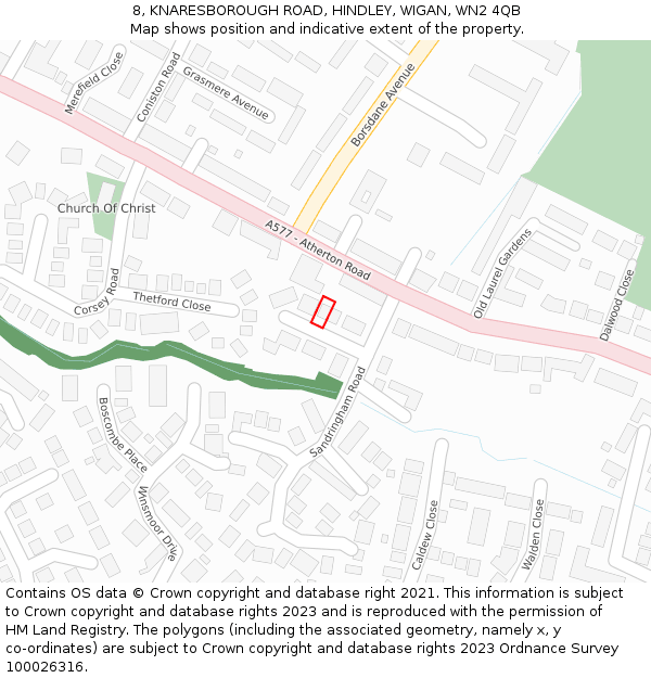 8, KNARESBOROUGH ROAD, HINDLEY, WIGAN, WN2 4QB: Location map and indicative extent of plot
