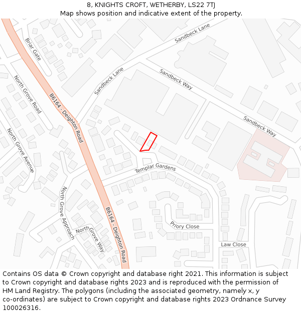 8, KNIGHTS CROFT, WETHERBY, LS22 7TJ: Location map and indicative extent of plot