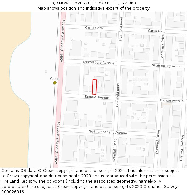 8, KNOWLE AVENUE, BLACKPOOL, FY2 9RR: Location map and indicative extent of plot