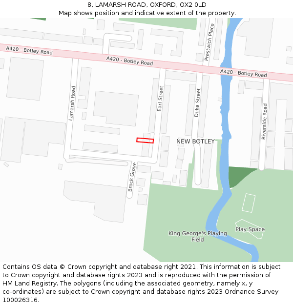 8, LAMARSH ROAD, OXFORD, OX2 0LD: Location map and indicative extent of plot