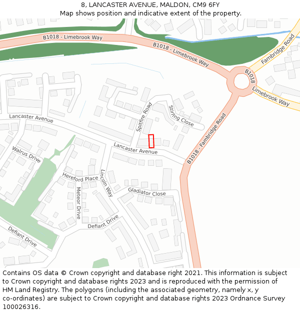 8, LANCASTER AVENUE, MALDON, CM9 6FY: Location map and indicative extent of plot