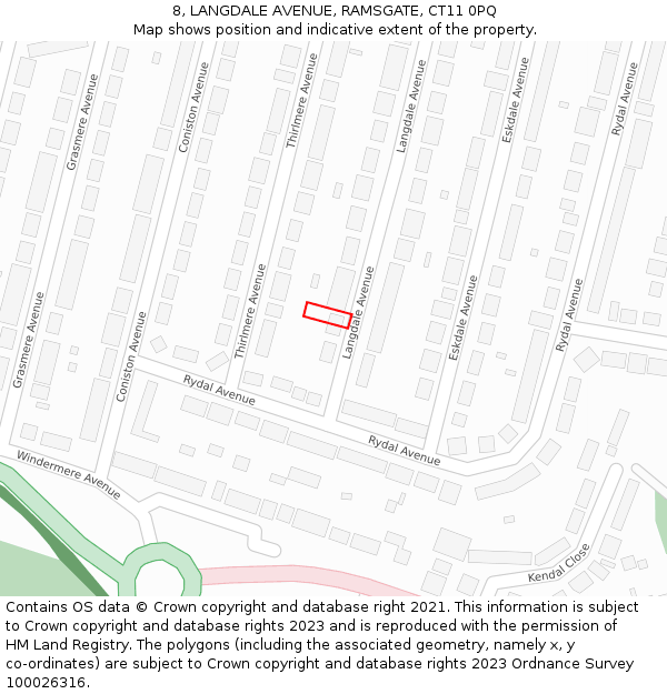 8, LANGDALE AVENUE, RAMSGATE, CT11 0PQ: Location map and indicative extent of plot